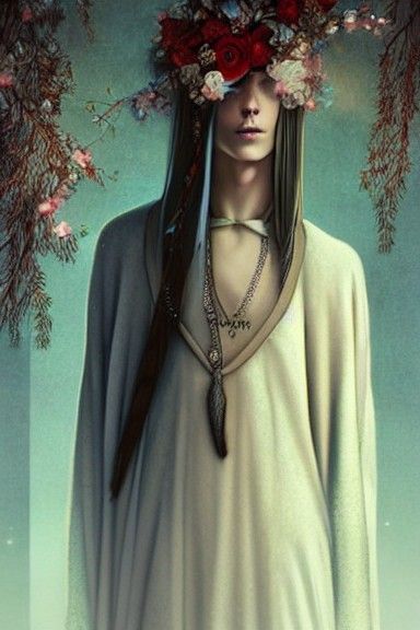 Gothic Androgynous Figure in Winter Hues