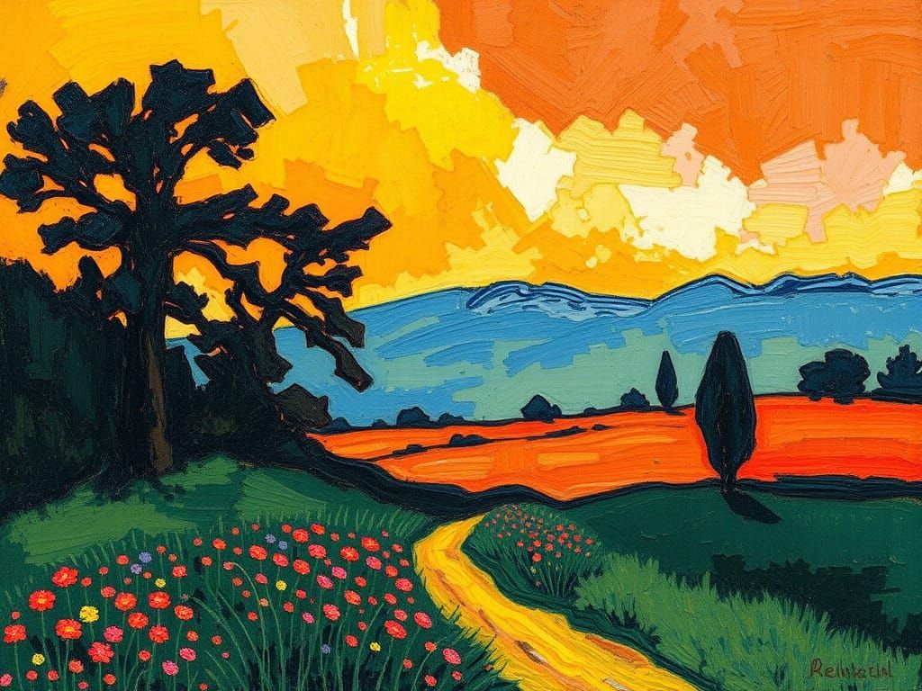 Vibrant Expressionist Landscape by Emil Nolde