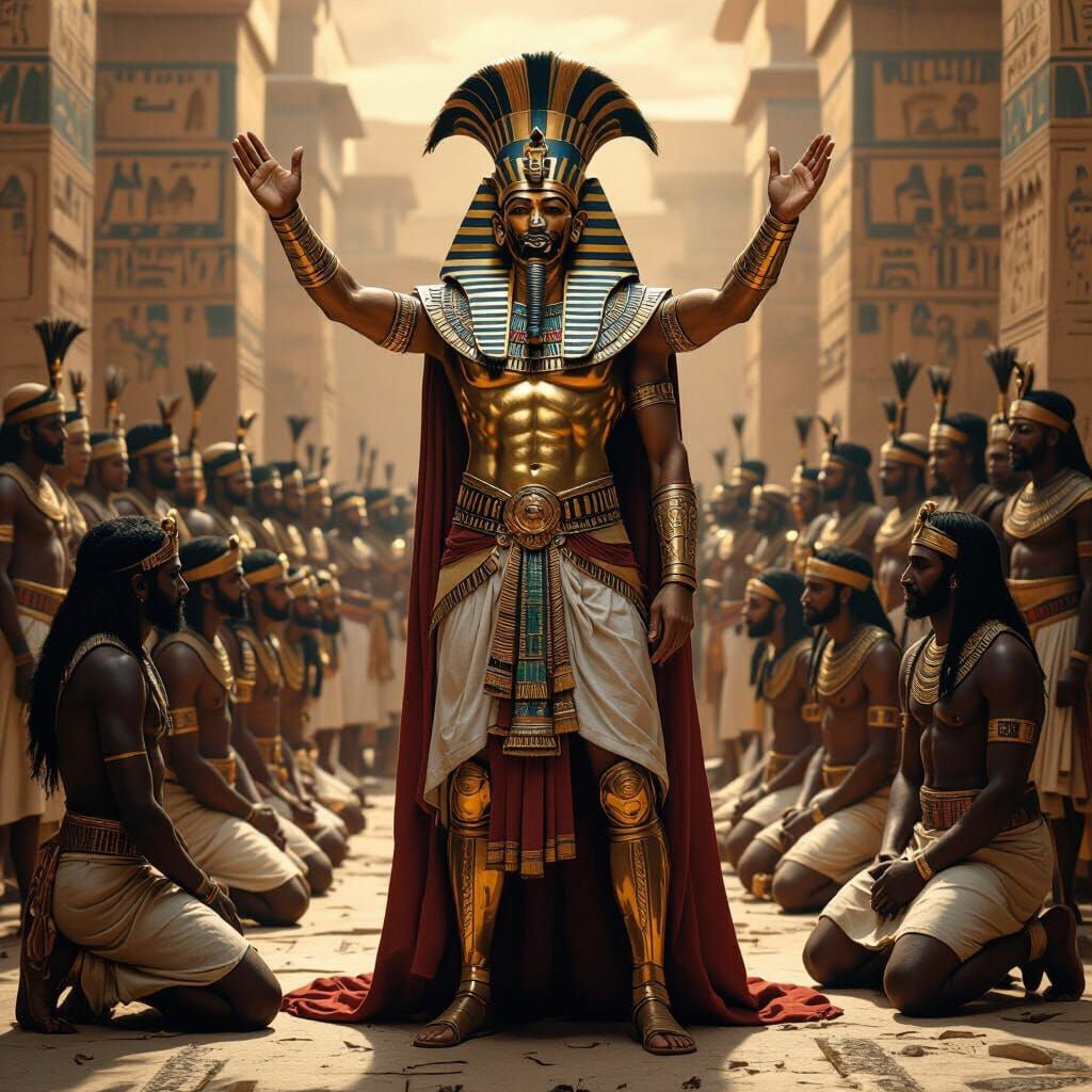 Victorious Pharaoh Over Kingdom of Kush: Fresco Art