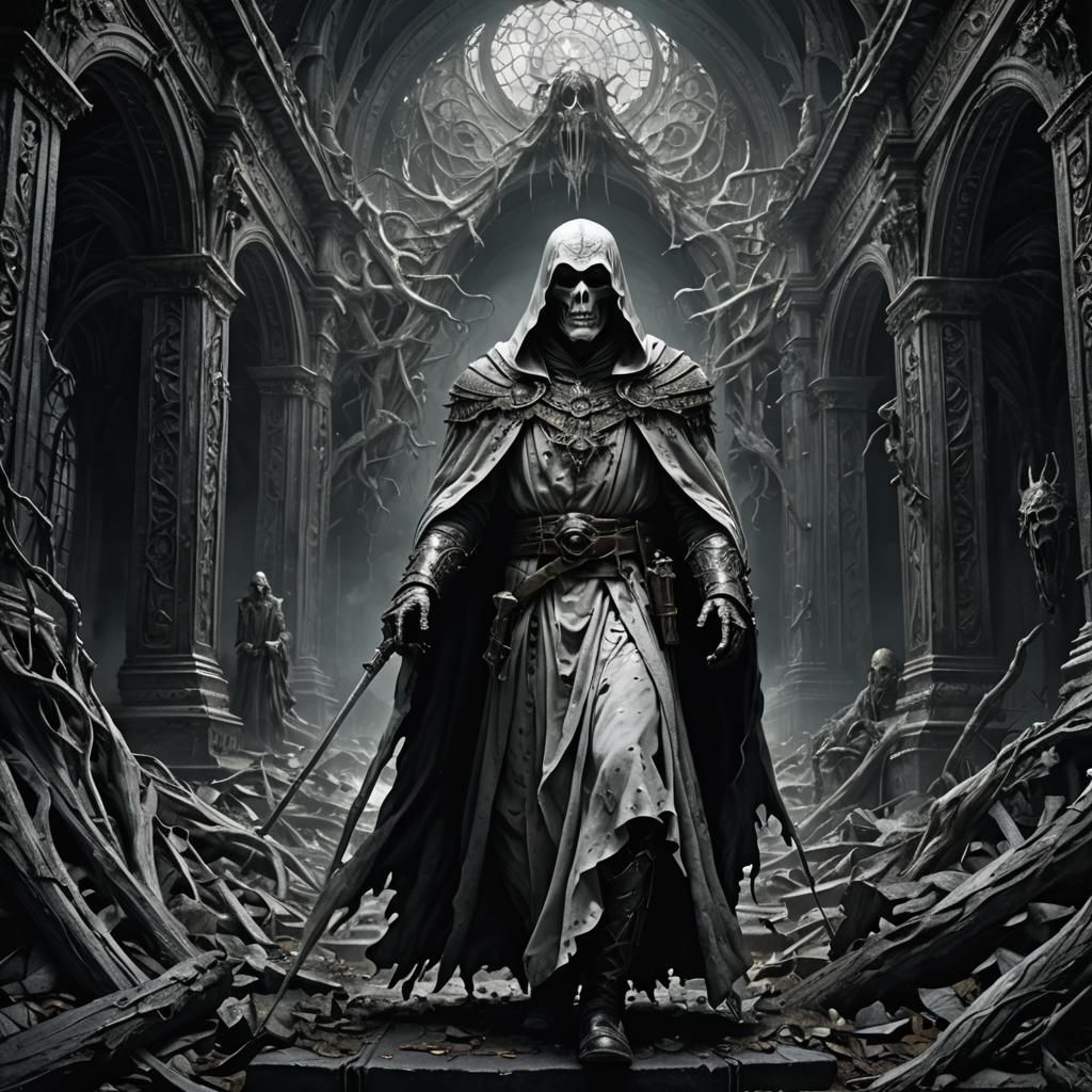 Dramatic White Wraith in Digital Matte Painting