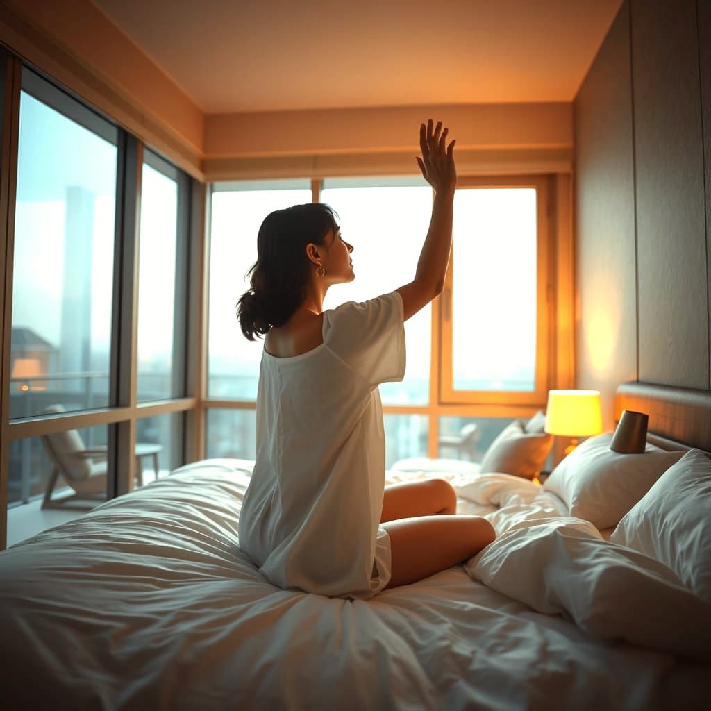 Woman in Cozy Room with Window: Photorealistic