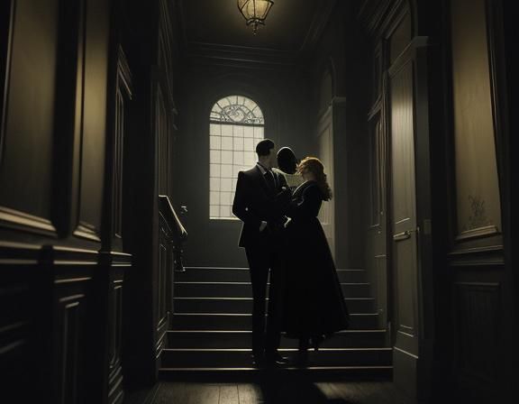 Gaunt Man Carried Through Doorway in Hudson River Painting