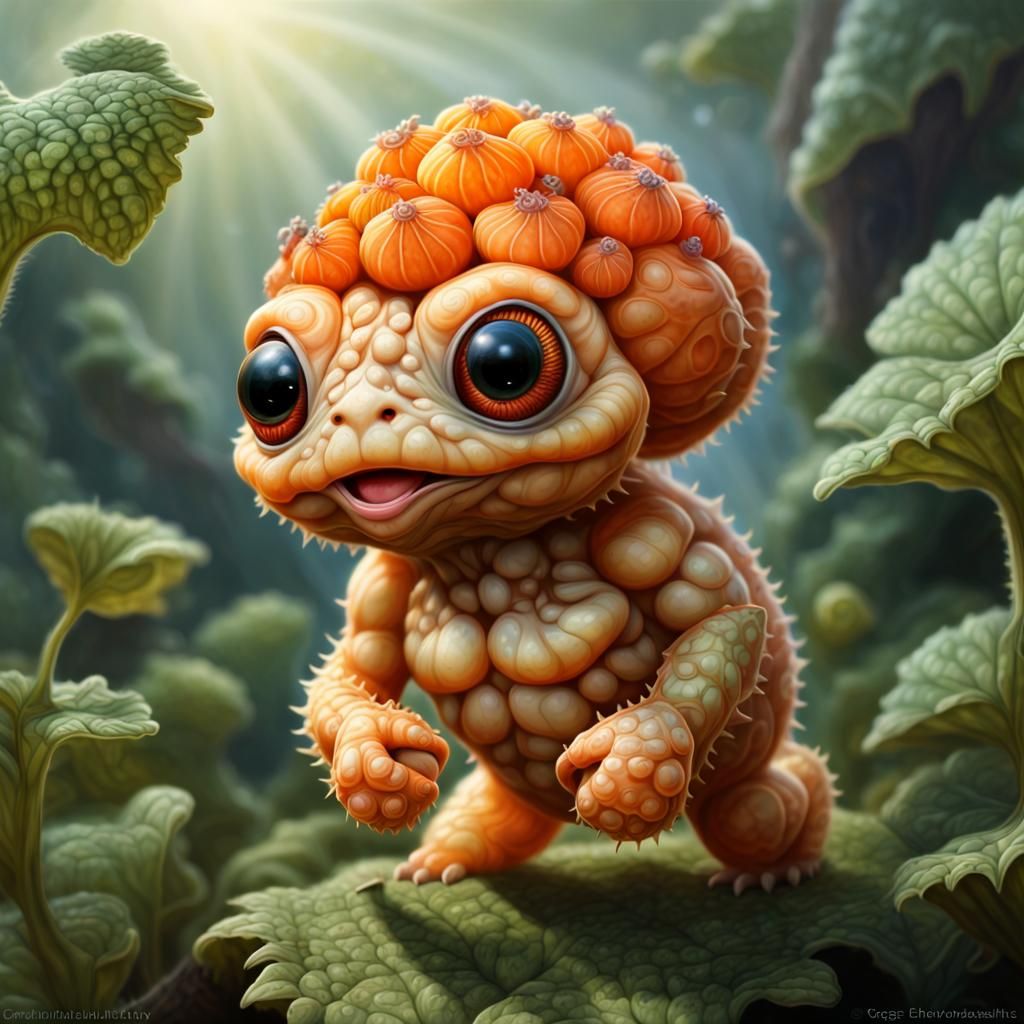 Adorable Alien Cloudberry Creature Portrait in Hyperrealism