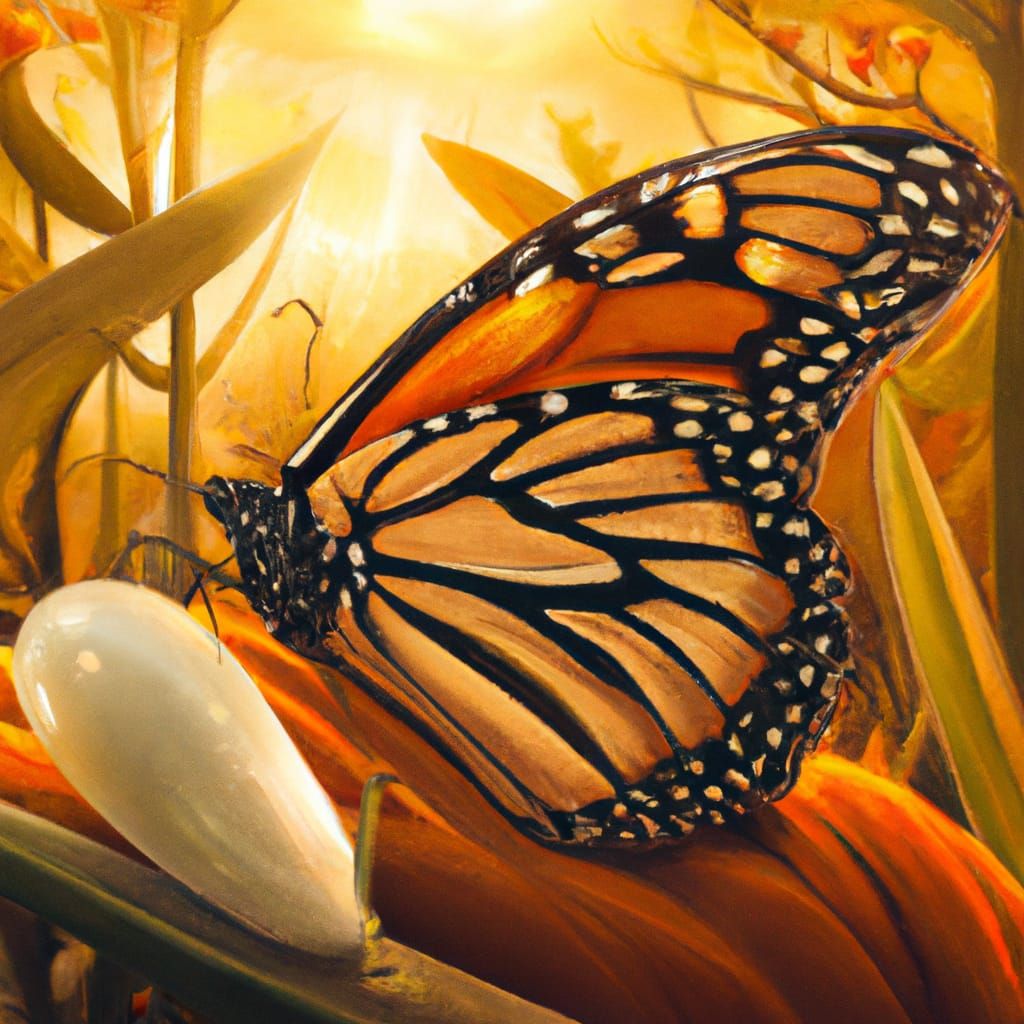 Monarch Butterfly on a Milkweed Pod