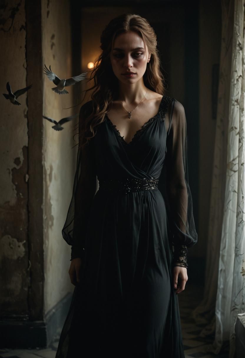 Dramatic Gothic Romance Photography with Doves