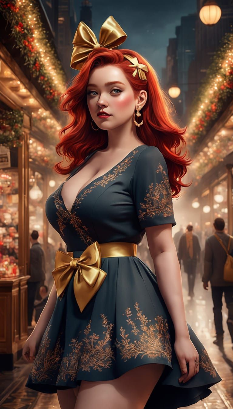 A Plus-Sized Model Enchants in Winter Wonderland Attire