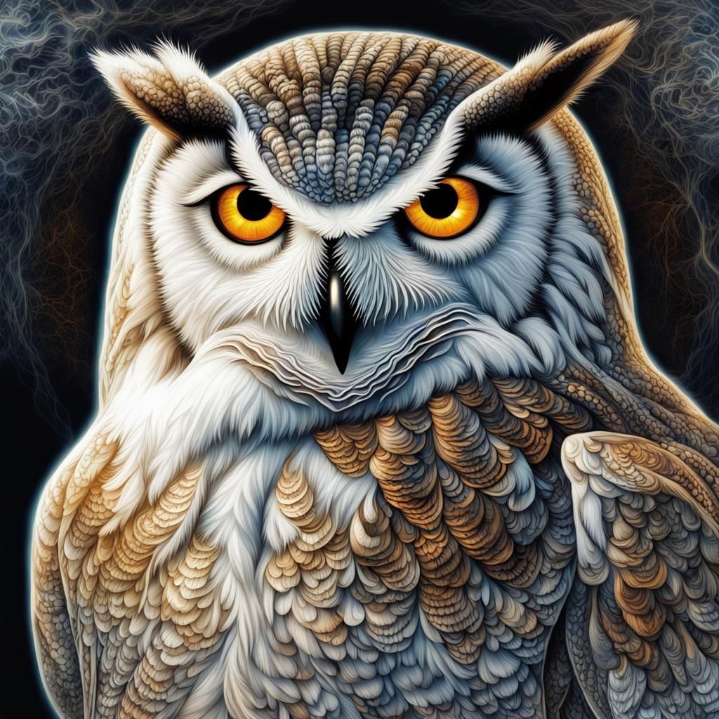 Snow Owl in Flight: X-Ray Lithography Art