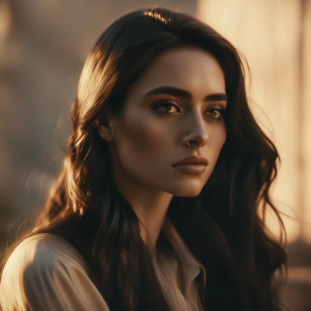 Elegant Portrait of Young Woman in Neorealism Style