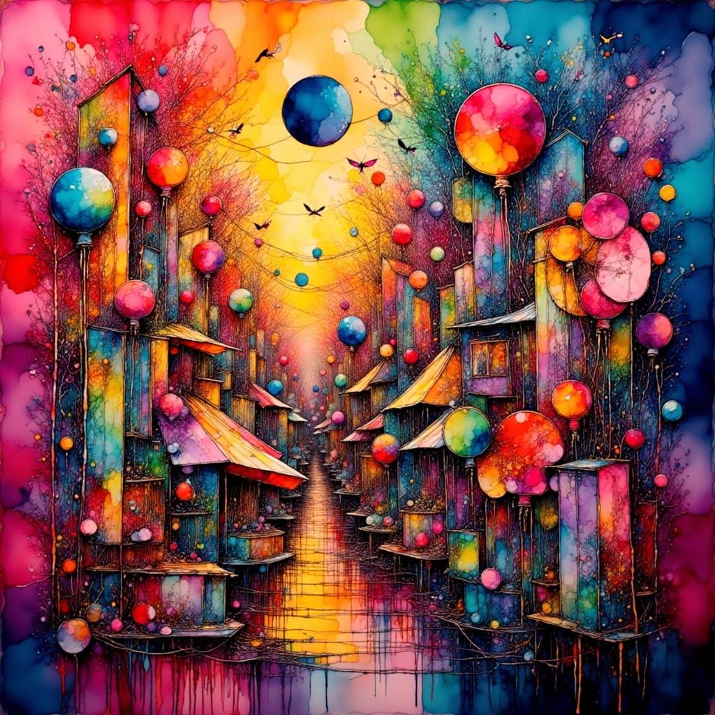 Abstract Swirling Colors in Contemporary Style