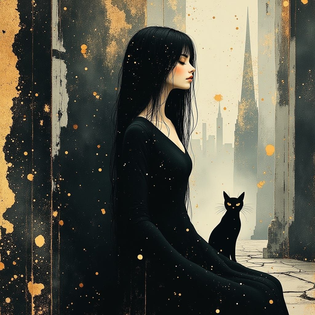 Gothic Woman in Urban Shadows