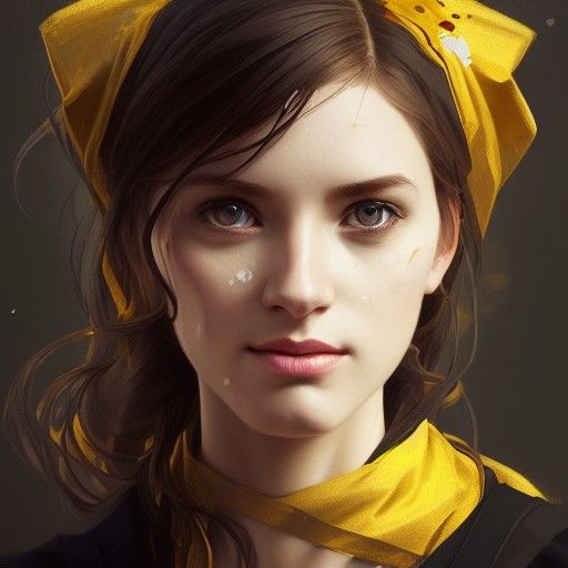 Hufflepuff Girl Portrait in Hyperdetailed Style