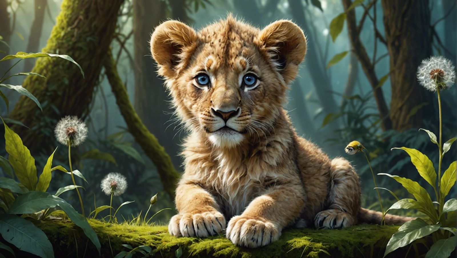 Adorable Lion Cub in Jean-Baptiste Monge Style