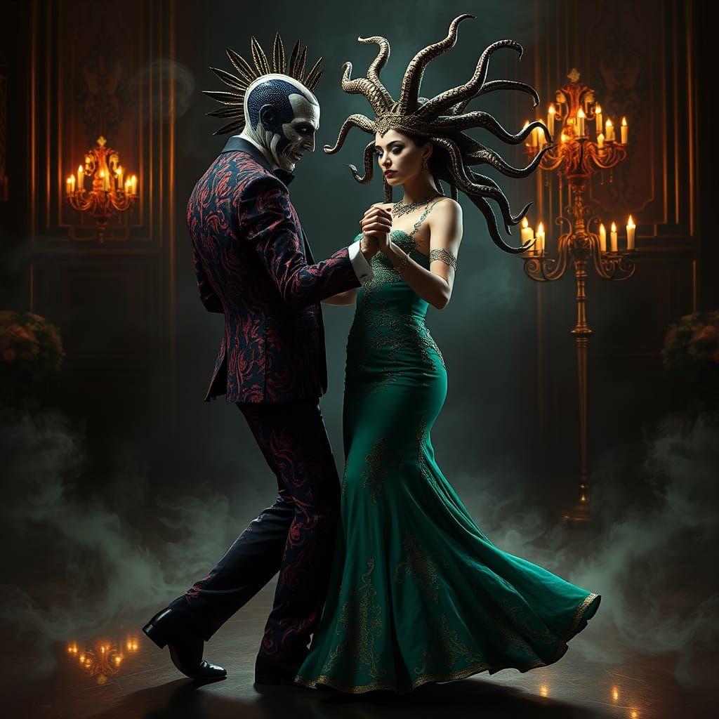 Pinhead and Medusa Dance in Gothic Romance Style