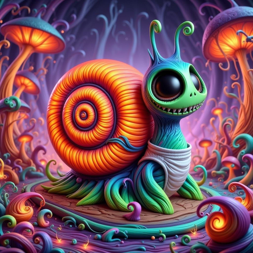 " a curious Jack Snailington trapped in a 4D tesseract suspe...