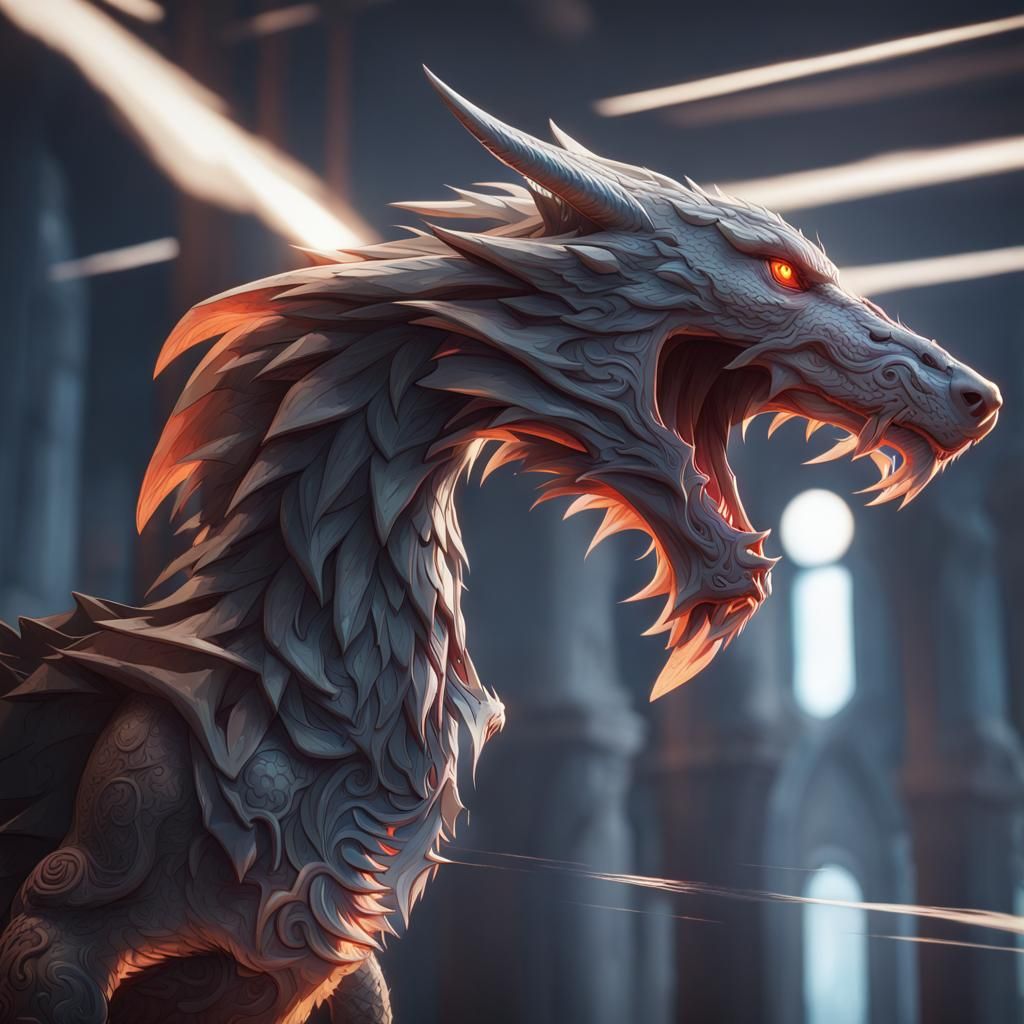 Hyperdetailed Dragon Wolf Portrait in Unreal Engine 5