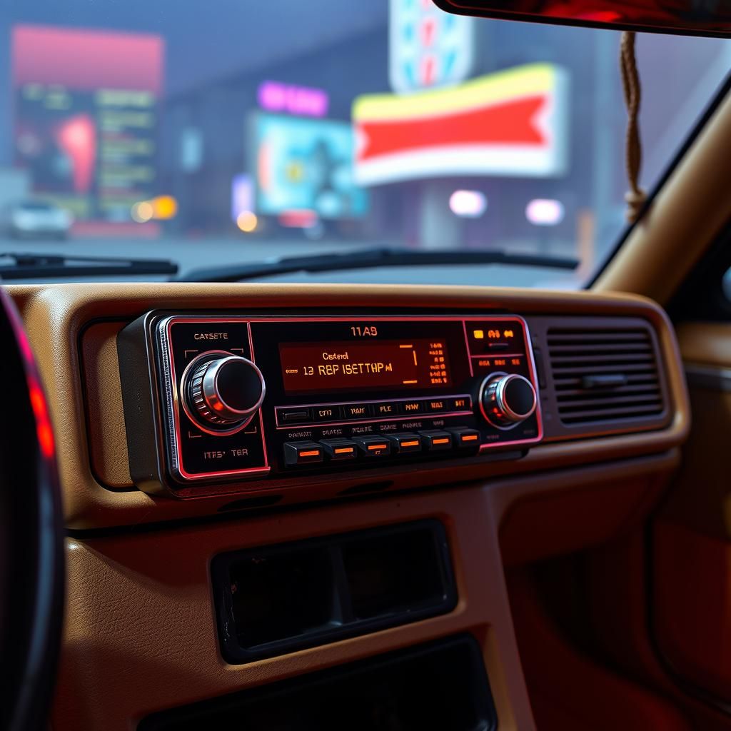 Old cassette car radio