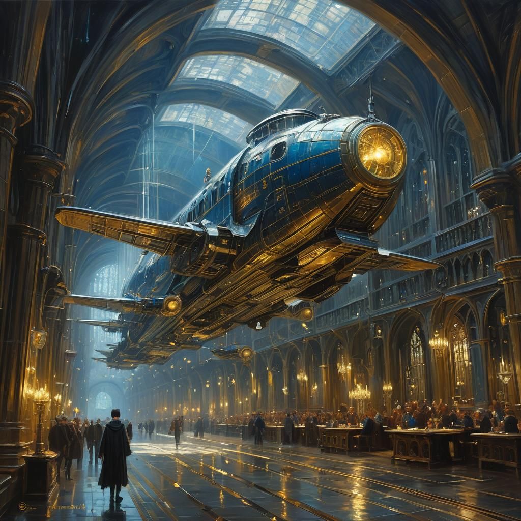 Harry Potter Inspired Spaceship in Oil Painting Style