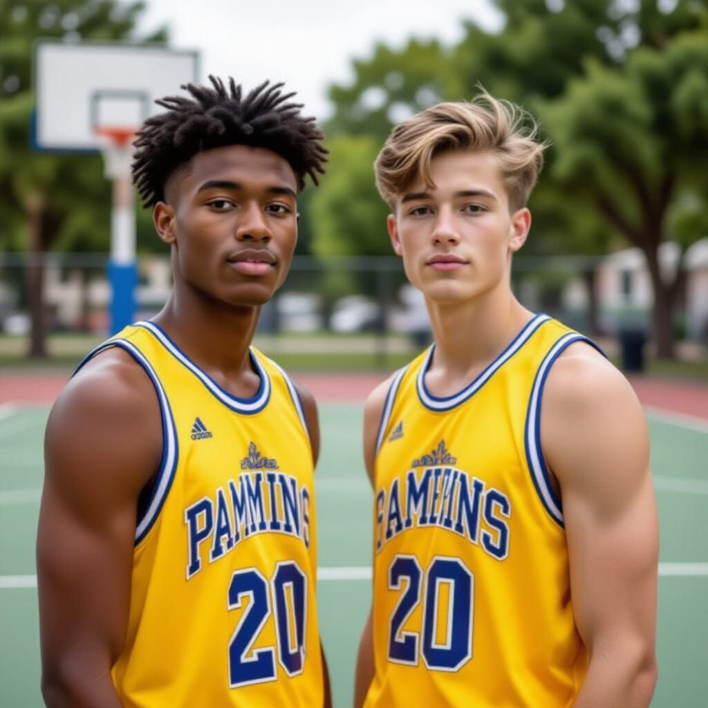 Young Men in Matching Basketball Uniforms
