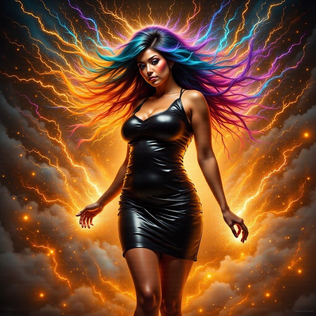 Electric Goddess in Fiery Glory