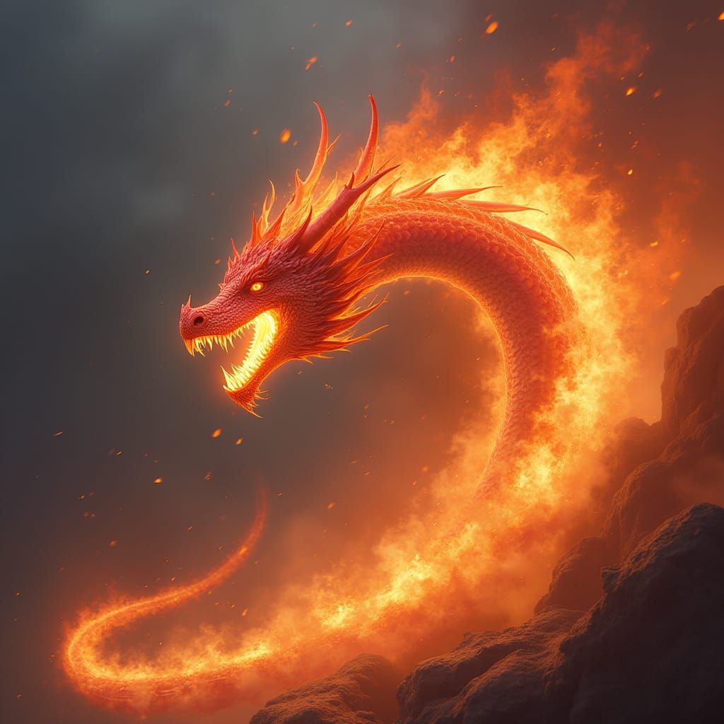 Majestic Dragon Engulfed in Roaring Flames