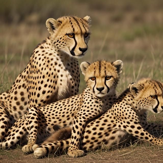 Resting Cheetah Family: A Wildlife Portrait