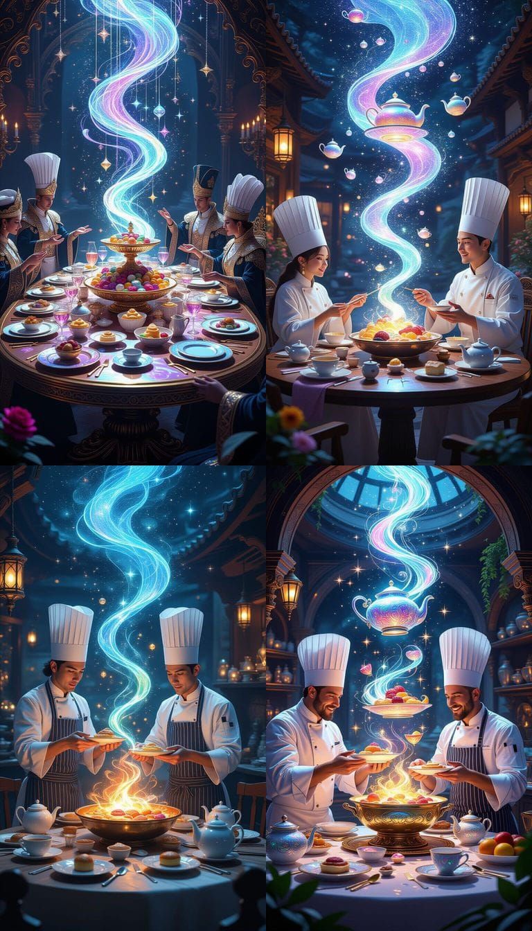 Magical Culinary Delights: Levitating Feasts and Glowing Des...