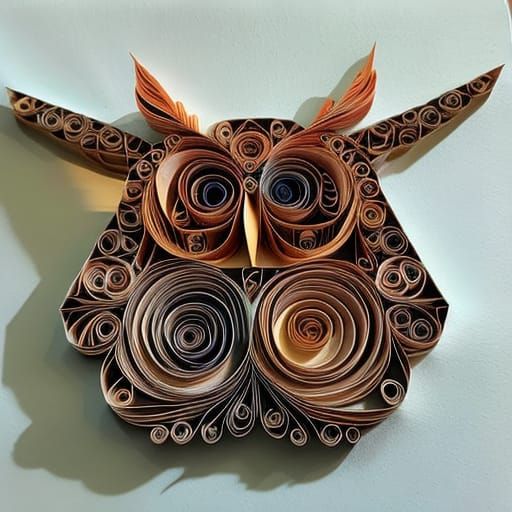 Intricate Paper Quilled Owl in Flight