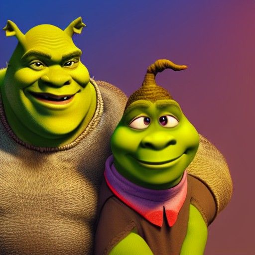 Shrek and Donkey in Pixar 3D Style