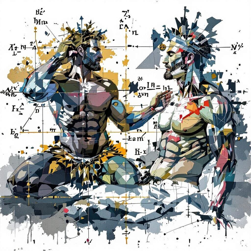 Bosch-Inspired Math Equations with Nude Man