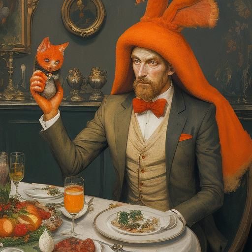 Surreal Rabbit Dinner Inspired by Ensor and Soutine