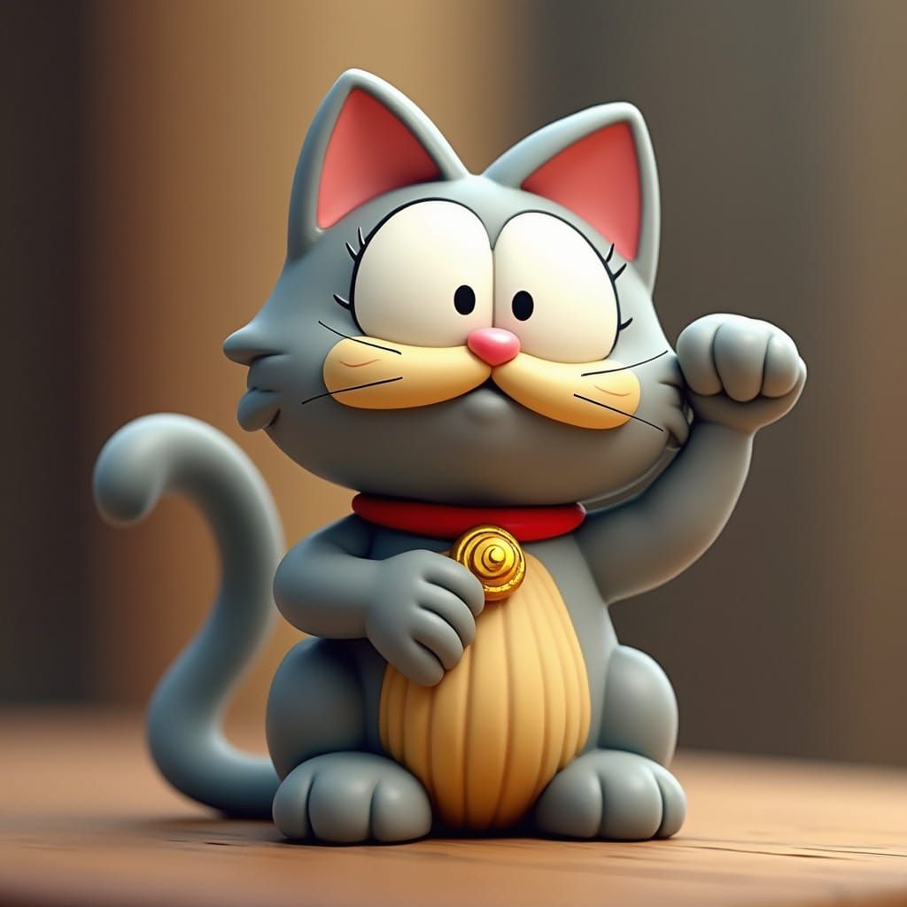 Nermal as Joyful Maneki Neko Statue
