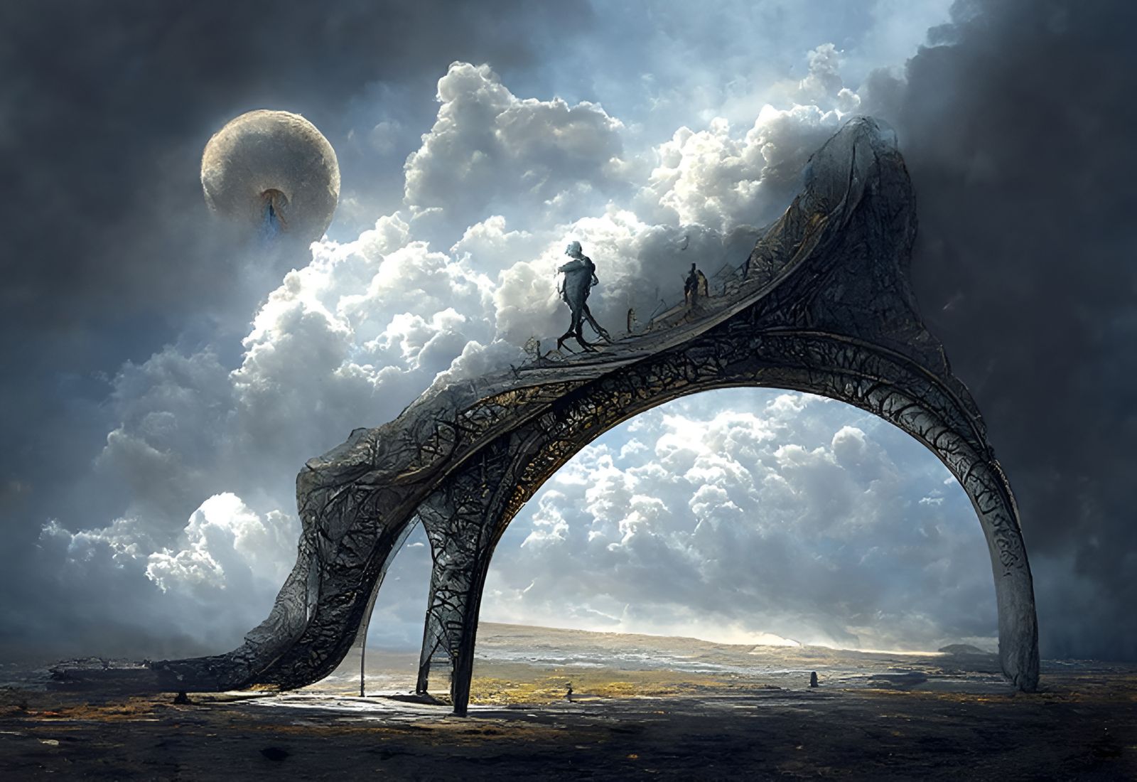 Surreal World Walker on Arch in 3D Shading