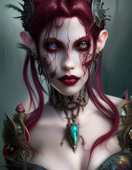 Eerie Vampire Bride in Art Nouveau Style