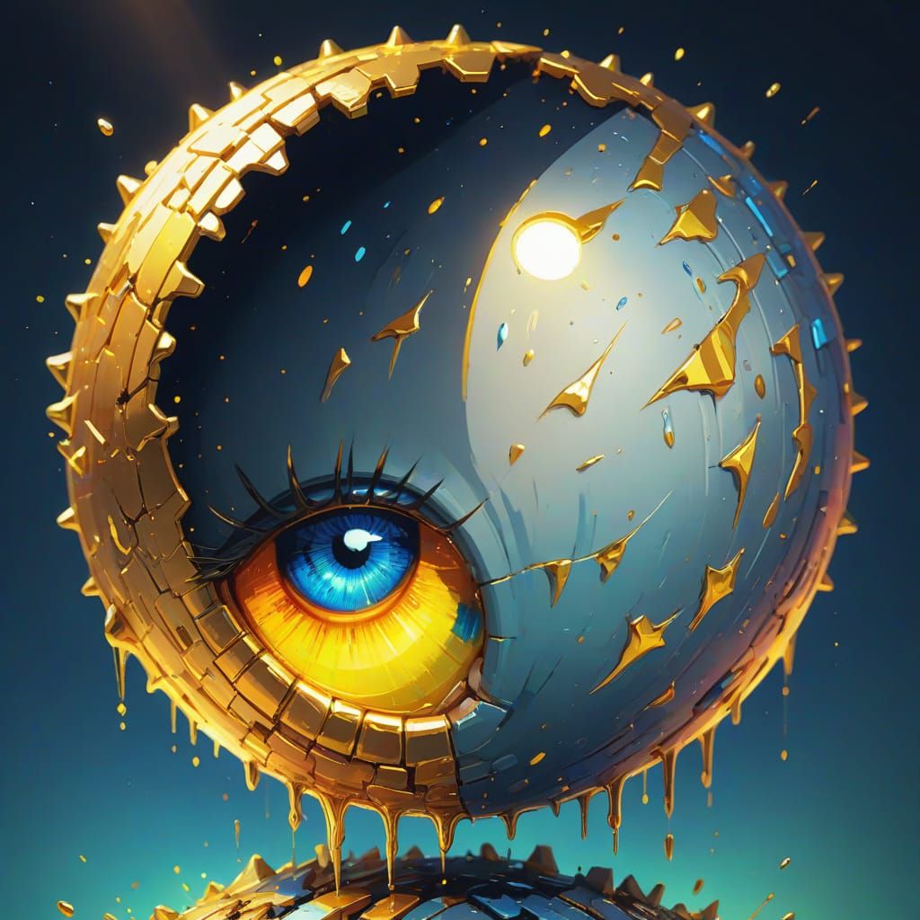 Vibrant Pixel Art Face with Glowing Eyes