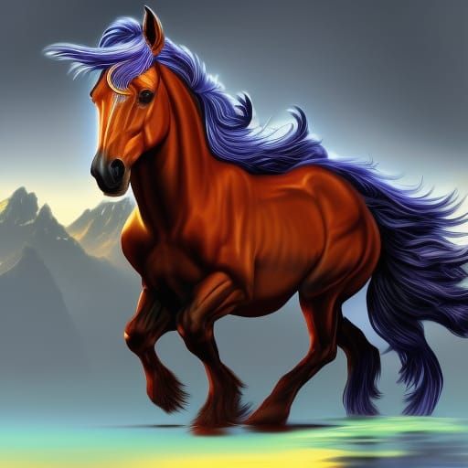 Fantastical Horse in Detailed Digital Art Style