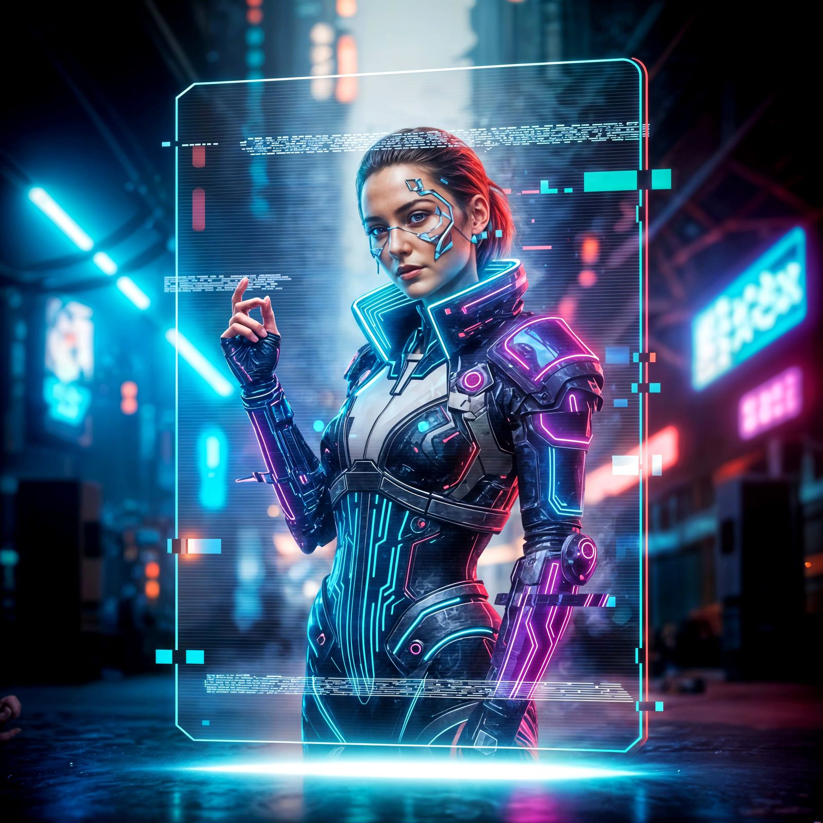Glitched Hologram: A Cyberpunk Portrait in Distortion