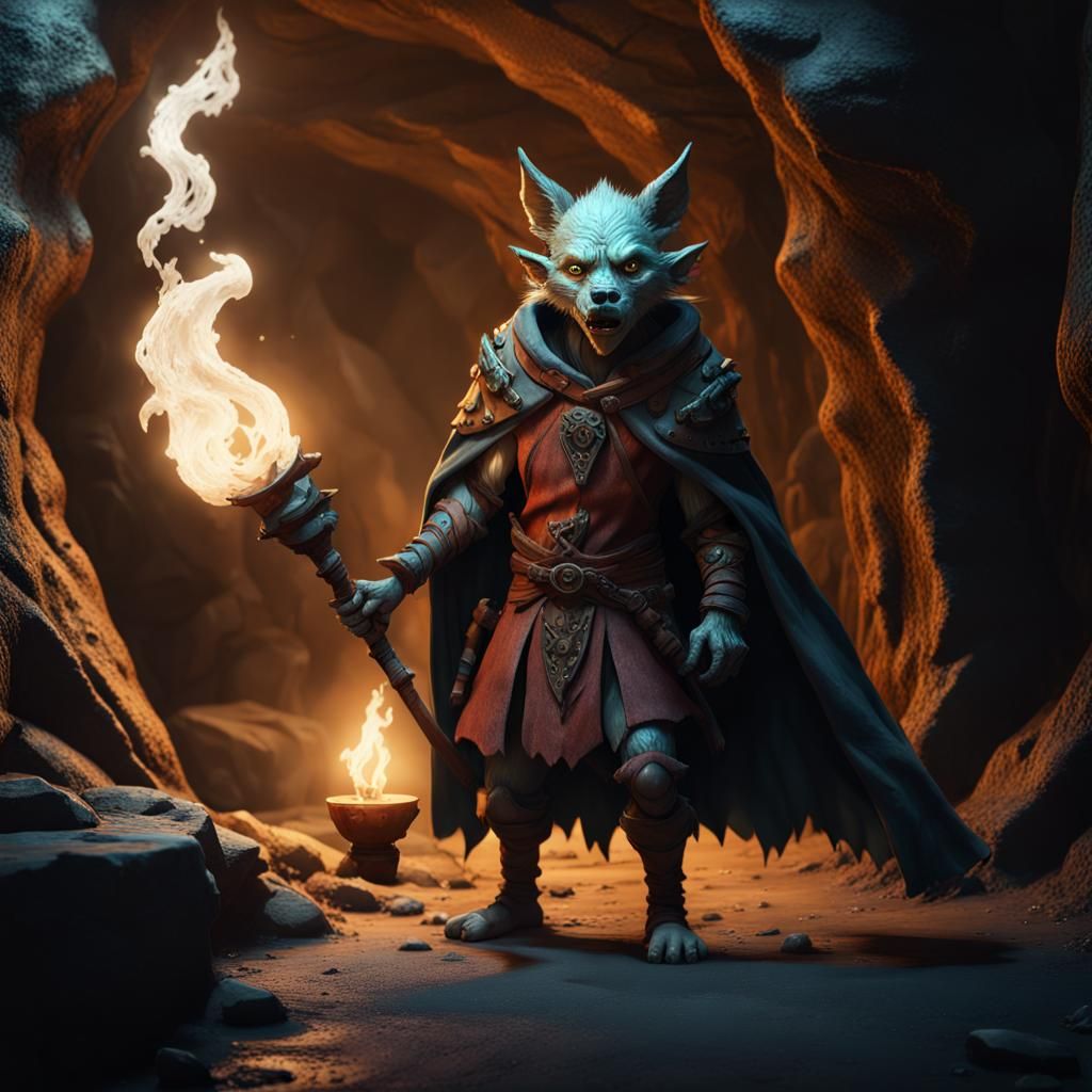 Goblin Warrior Guarding Cave Entrance in Fantasy Art