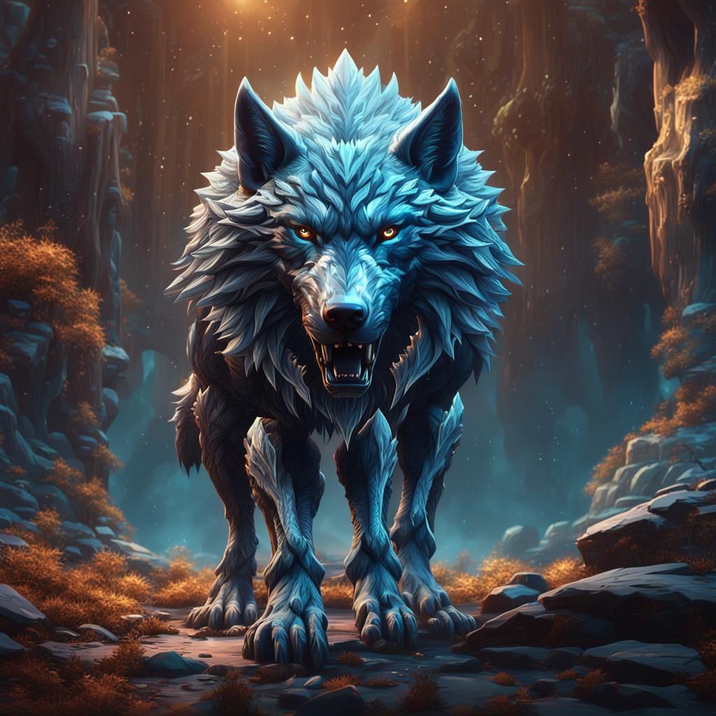 Diamond Wolf Fantasy Concept Art in 8k