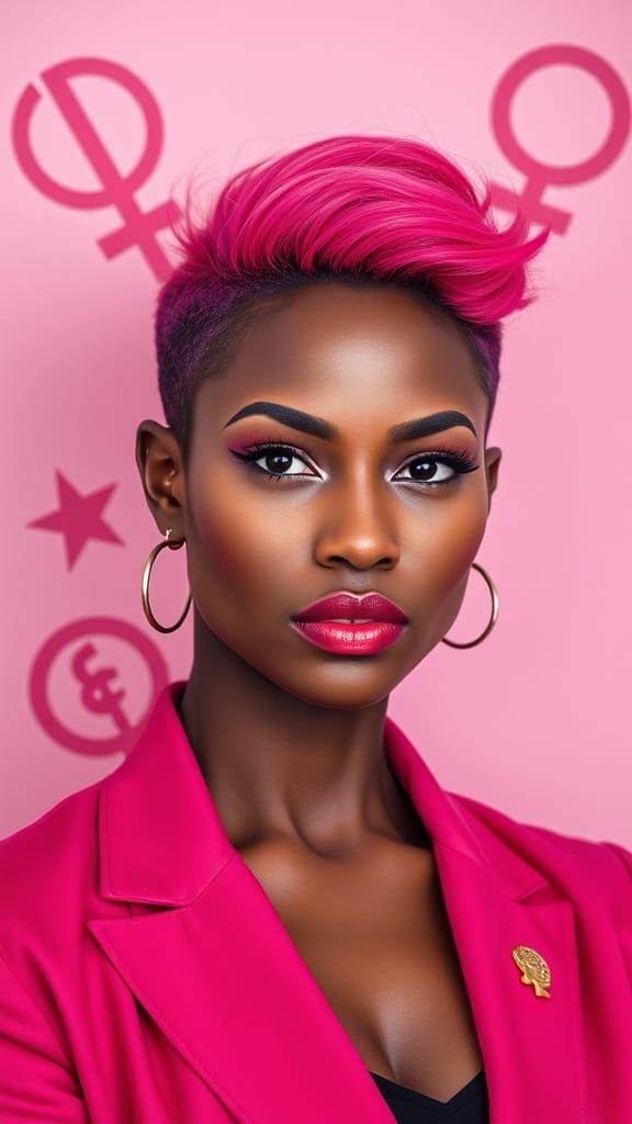 Empowered Feminine Strength in Vibrant Pink