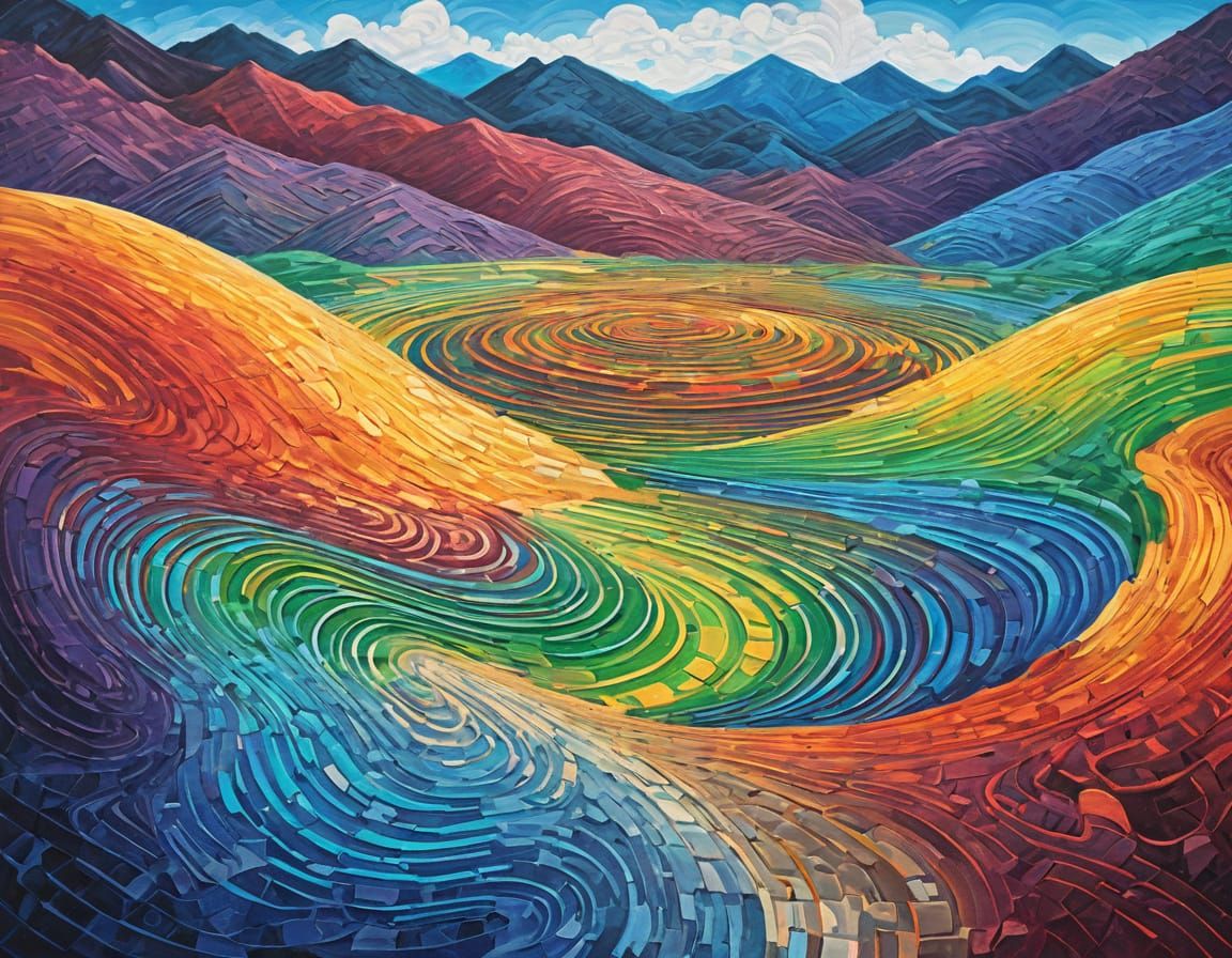 Vibrant Synchromism Geoglyph in Color