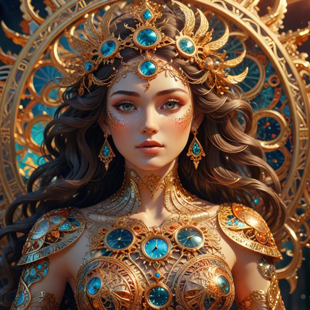 Timeless Goddess in Vibrant Zentangle Universe