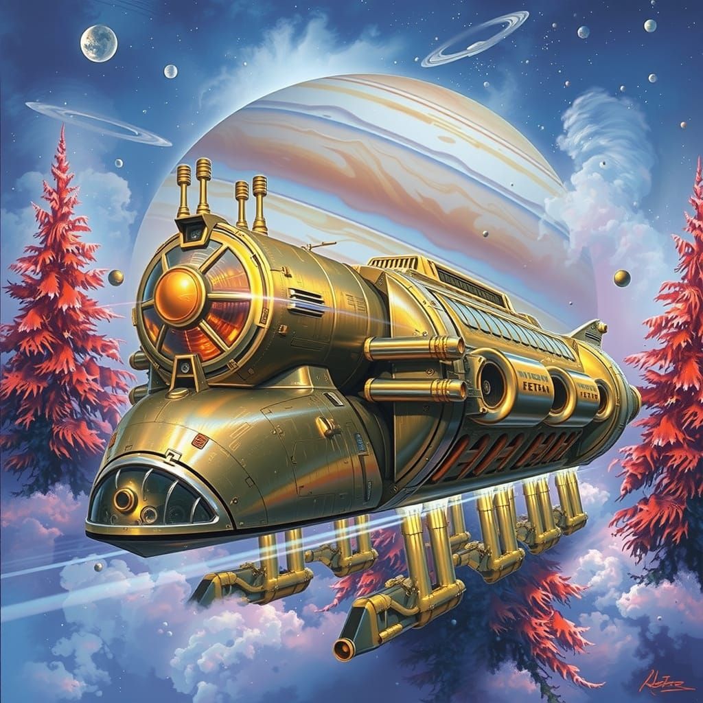 Spacecraft Approaches Jupiter in Cinematic Digital Matte Pai...