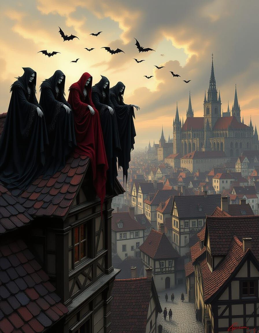 Dark Fantasy Vampires on Gothic Rooftops