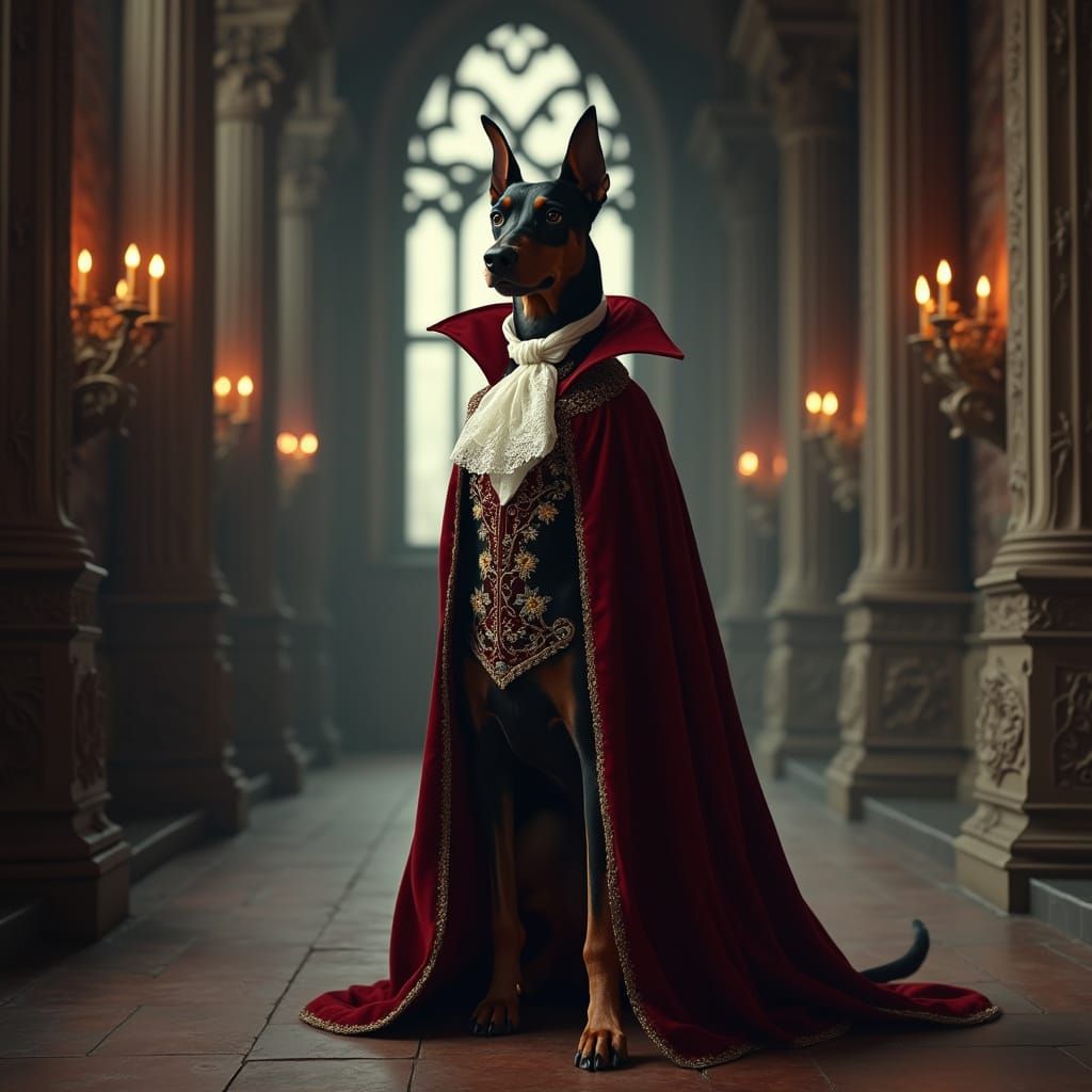 Count Dogcula: Doberman Vampire in Gothic Castle