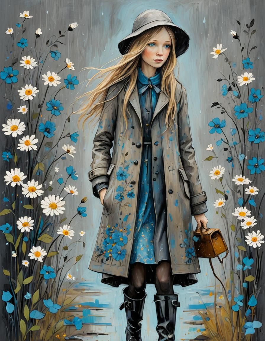 Woman with Blue Flower: Sam Toft Oil Painting