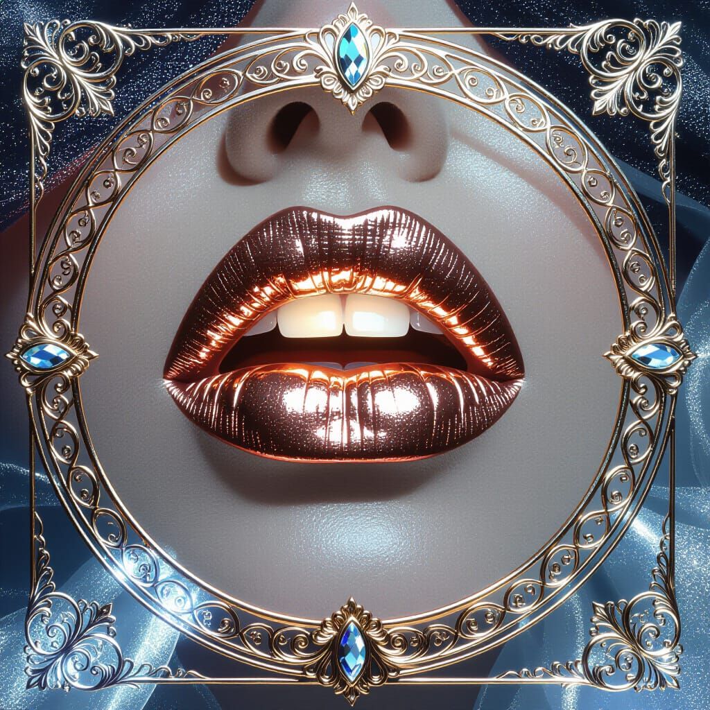 Crystallized Lips in Art Nouveau Style