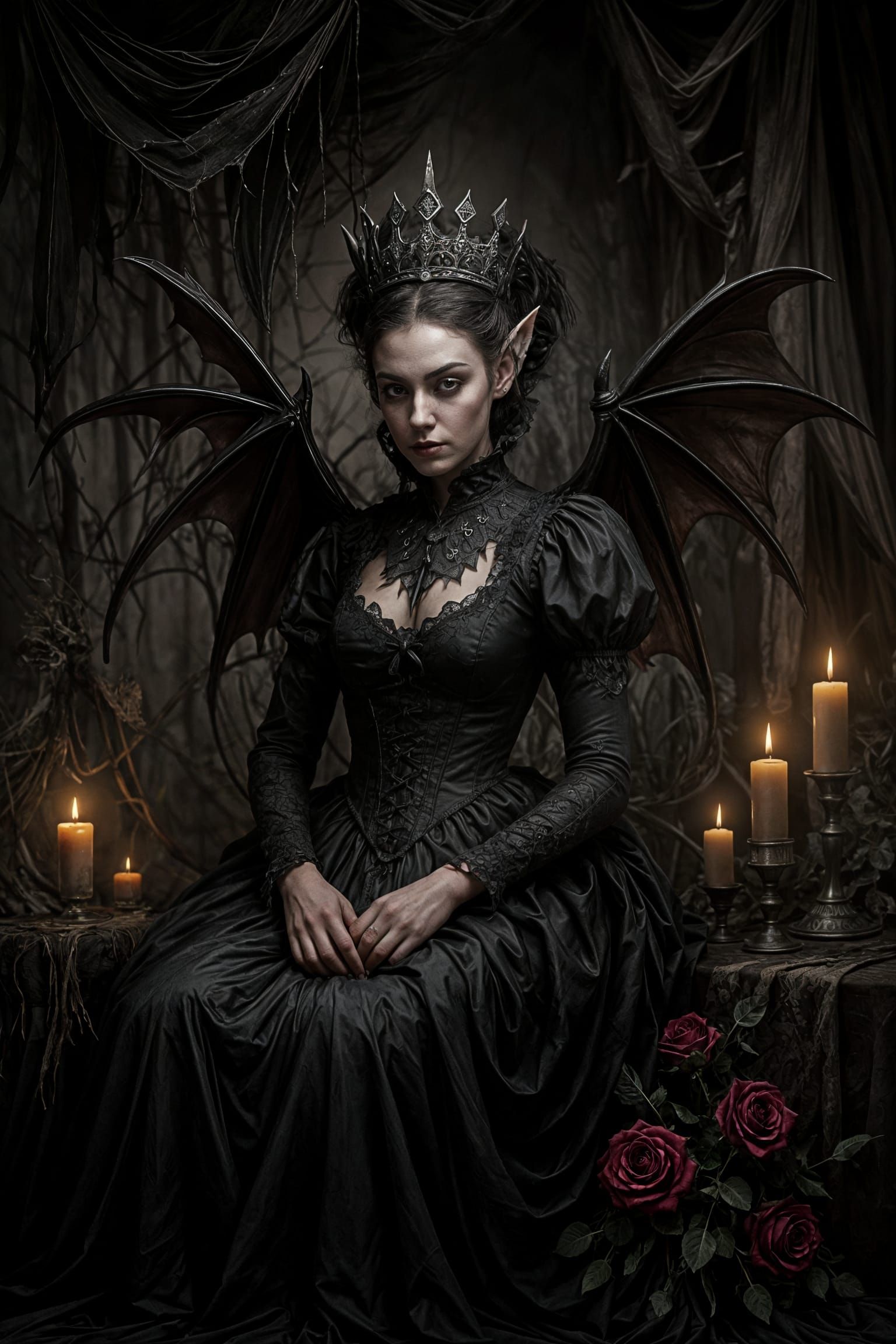 Victorian Vampire Queen in Dark Lair