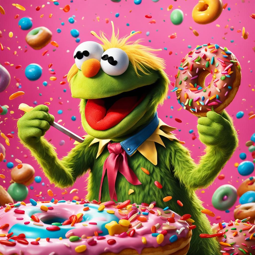 Hyperrealistic Muppet Spanking Donut Art
