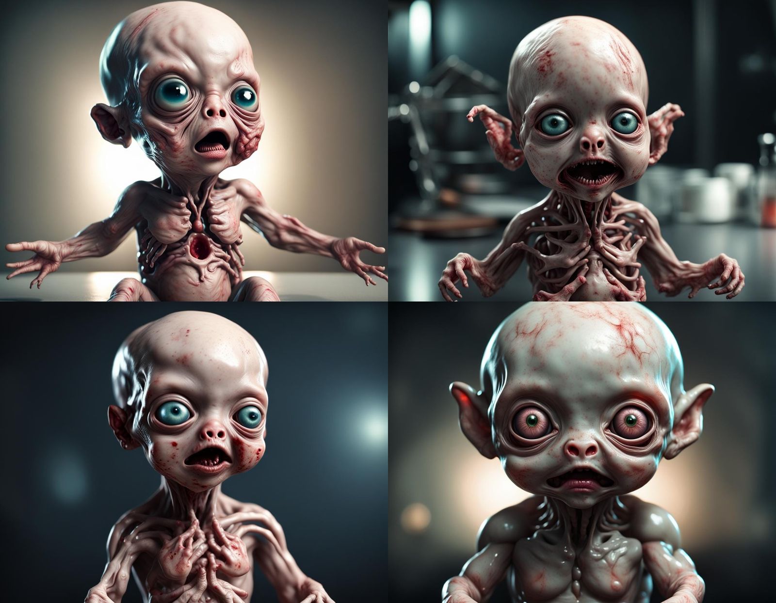 Deformed Alien Baby with Mutated Organs in 8K