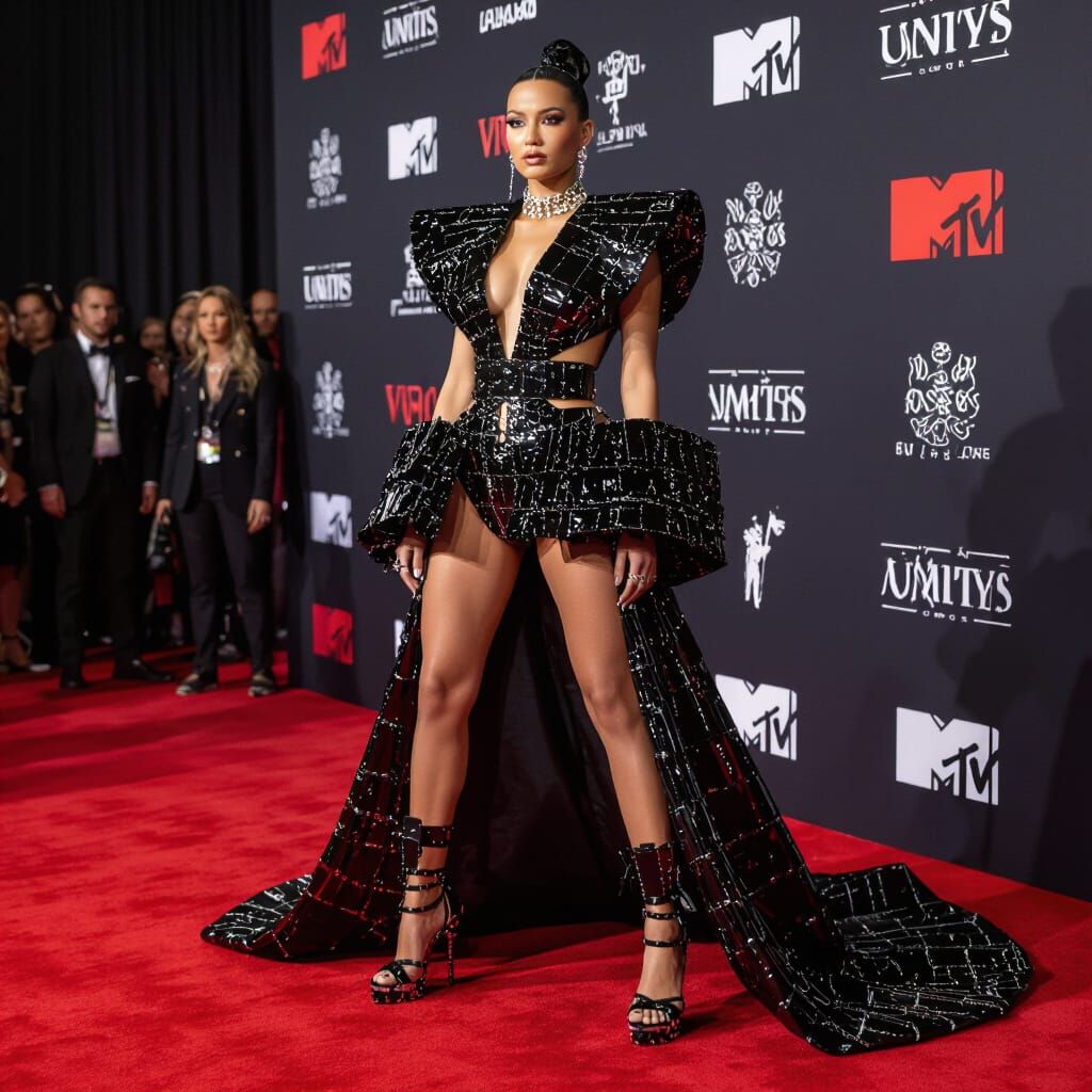 AI Influencer on VMA Red Carpet in Urban Couture